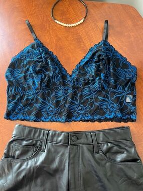 Floral Lace Bralette Cami Plus Black & Blue Women's Intimates Cute 💙 outerwear